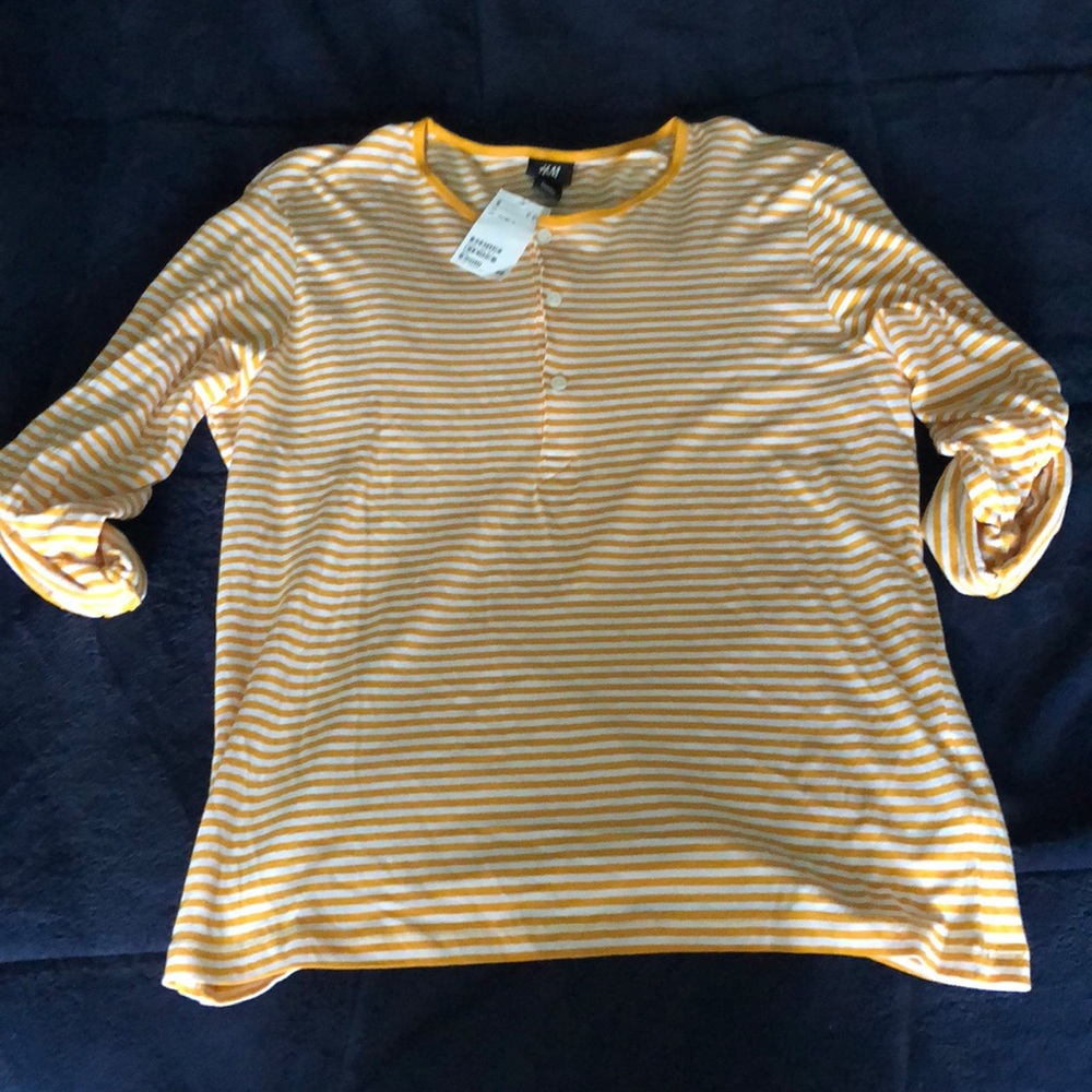 H&M Adjustable Sleeved Stripped Shirt (Yellow)
